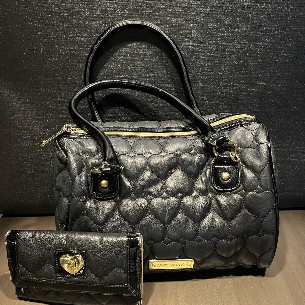 Betsy Johnson handbag with wallet used wear and tears
